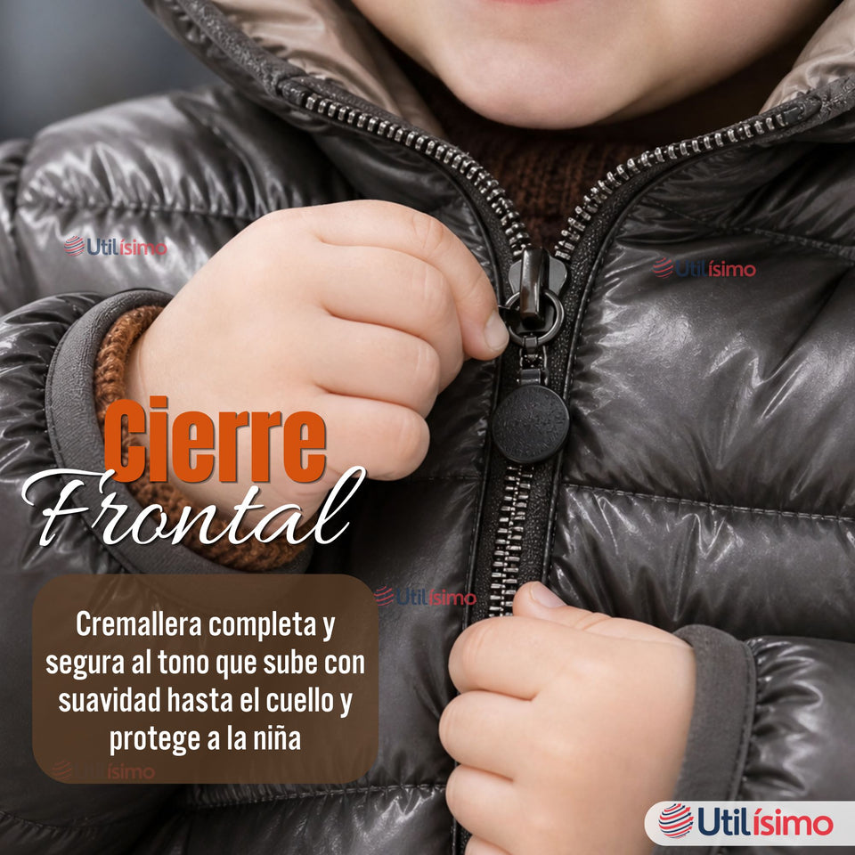 Parka Bebé Niño Negra Térmica Acolchada Con Orejitas Black Winter