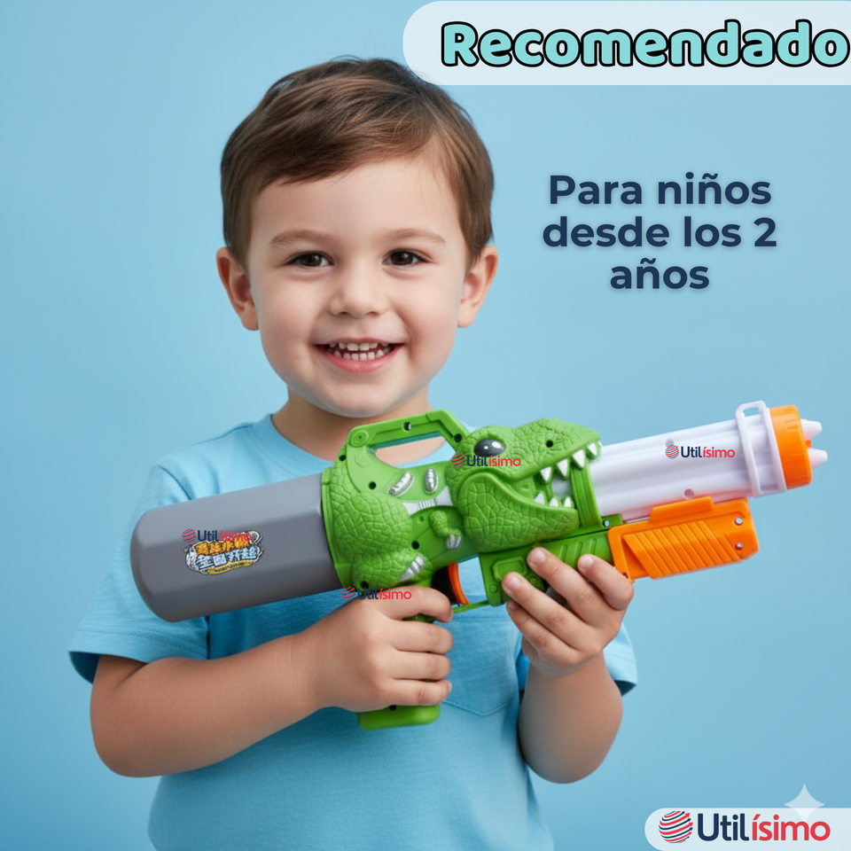 Pack 2 Pistolas Lanza Agua Dinosaurio Color Verde Juguete 40cm Niño