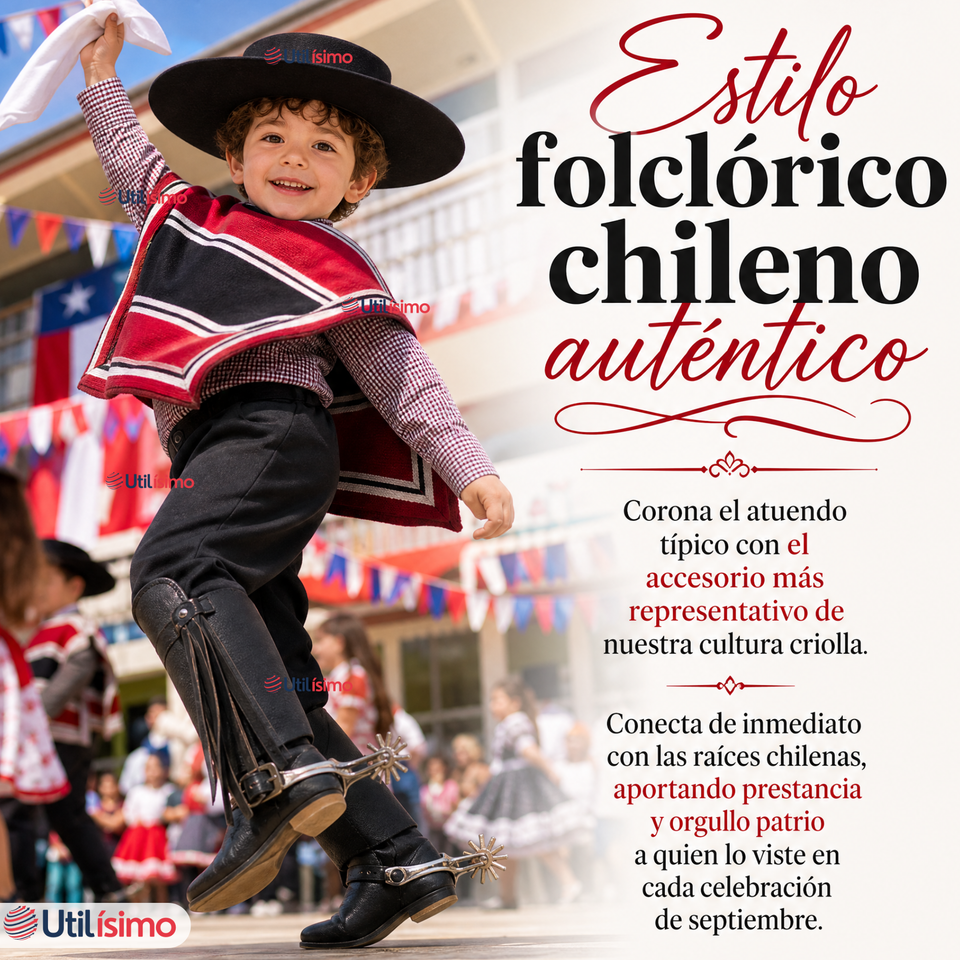 1 Par Espuelas Huaso Ajustable Fiestas Patrias Tallas 23-26, 27-32, 33-37, 38-40