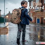 Mochila Escolar + Estuche + Lonchera 49cm Tela Oxford Cafe Claro Niño