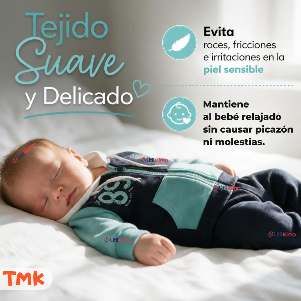 Conjunto 2 Piezas Polerón con Capucha y Pantalón 100% Algodón Bebé Niño 89 Blue
