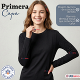 Camiseta Polera Polar Primera Capa Negro Manga Larga Mujer