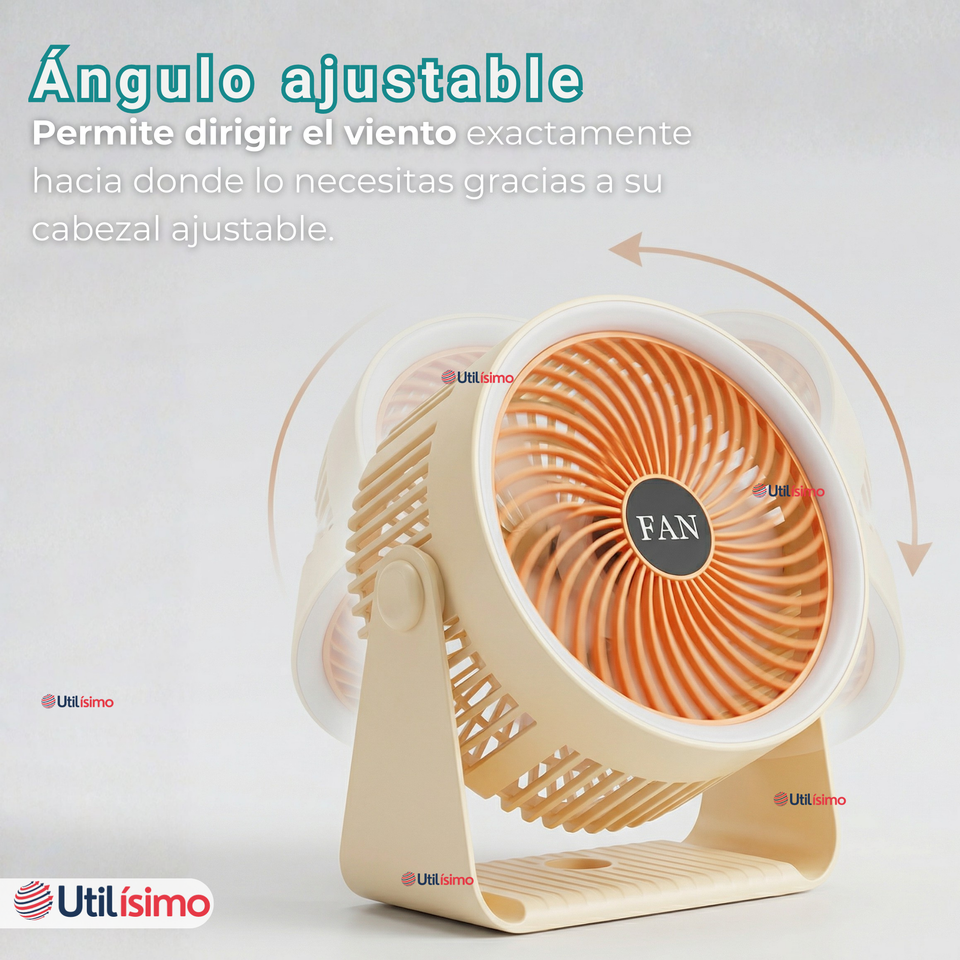 Mini Ventilador De Mesa Beige Silencioso Portátil Recargable USB