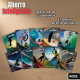 Pack 10 Cuadernos Universitario SportX Action Ross 7mm 100 hojas Diseños Surtidos