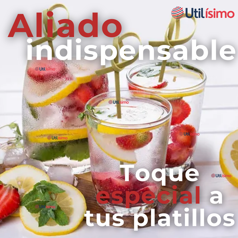 Pack 100 Piezas Brochetas De Bambú Cóctel Aperitivo 12cm