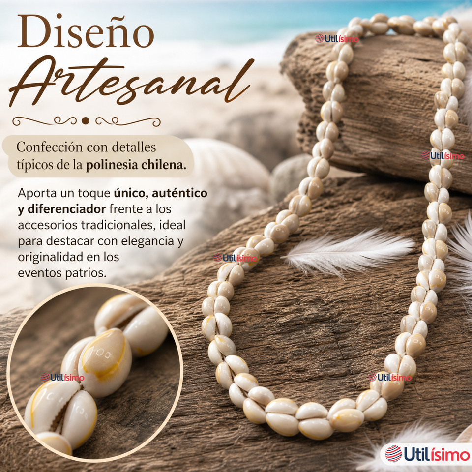 Pack 3 Collares Pascuenses De Conchitas Rapa Nui Unisex Fiestas Patrias
