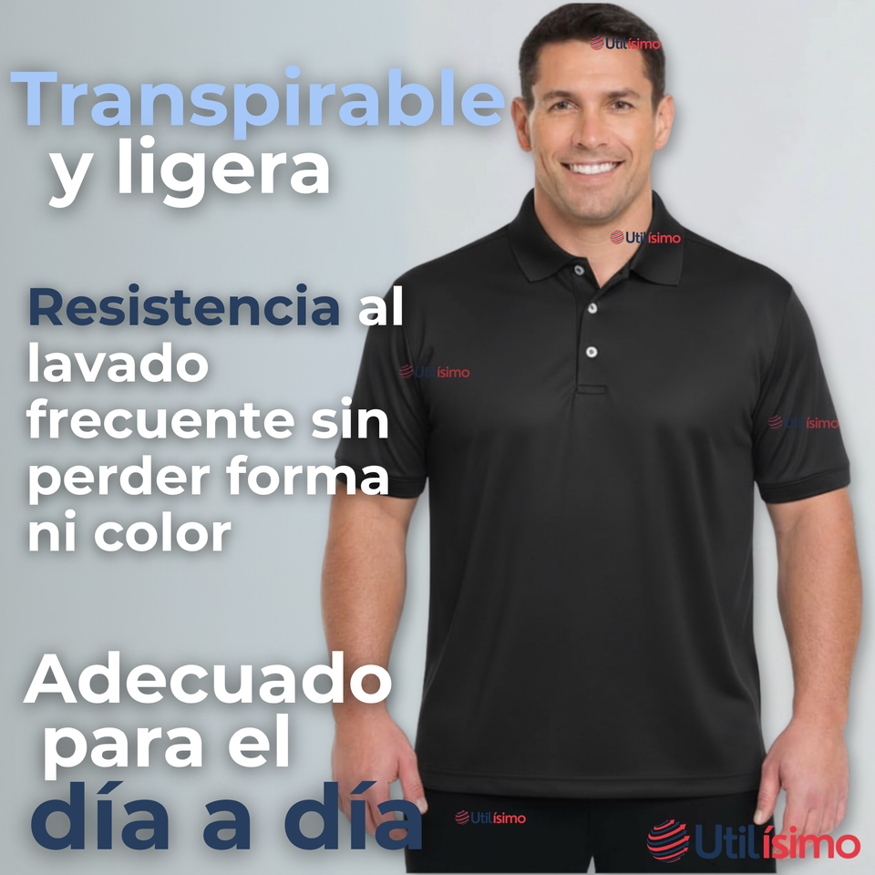 Polera Pique Premium 200g Manga Corta 100% Algodón Textura Suave Chemise Negro Hombre