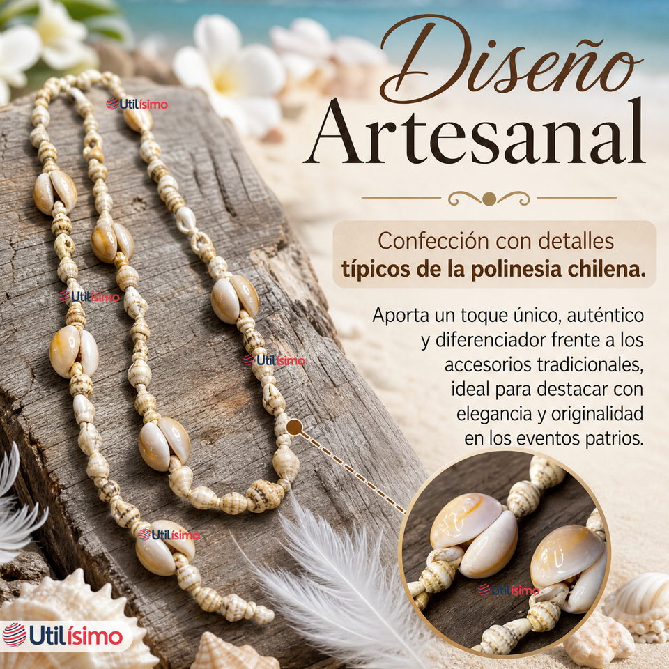 Collar Pascuense De Conchitas Rapa Nui Unisex Fiestas Patrias