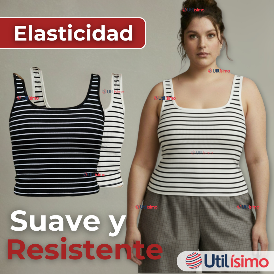Camiseta Rayas 100% Algodón Básica Lisa Elástica Mujer Colores Surtidos