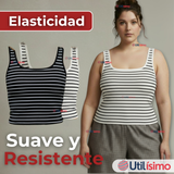 Camiseta Rayas 100% Algodón Básica Lisa Elástica Mujer Colores Surtidos