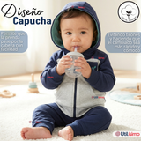Conjunto 2 Piezas Buzo Pantalón Y Polerón De Algodón Azul Tortuga Bebé Niño