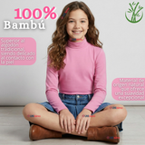 Pack 3 Poleras Camisetas Bambú Rosadas Cuello Beatle Primera Capa Manga Larga Niña
