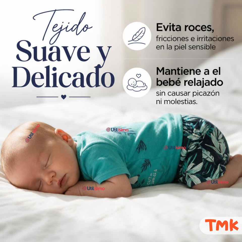 Conjunto 2 Piezas Camiseta y Short 100% Algodón Bebé Niño Tropical Blue