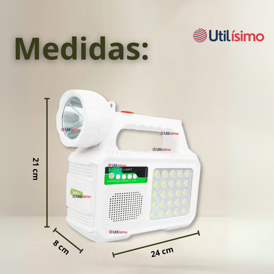 Kit Solar Camping Emergencia Con Radio-Parlante- Foco-Linterna 2 Ampolletas Recargable USB