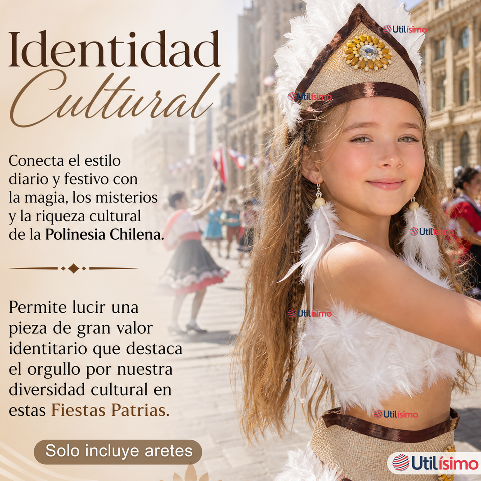 Pack 3 Aros Aritos Pascuenses Rapa Nui NIña Fiestas Patrias