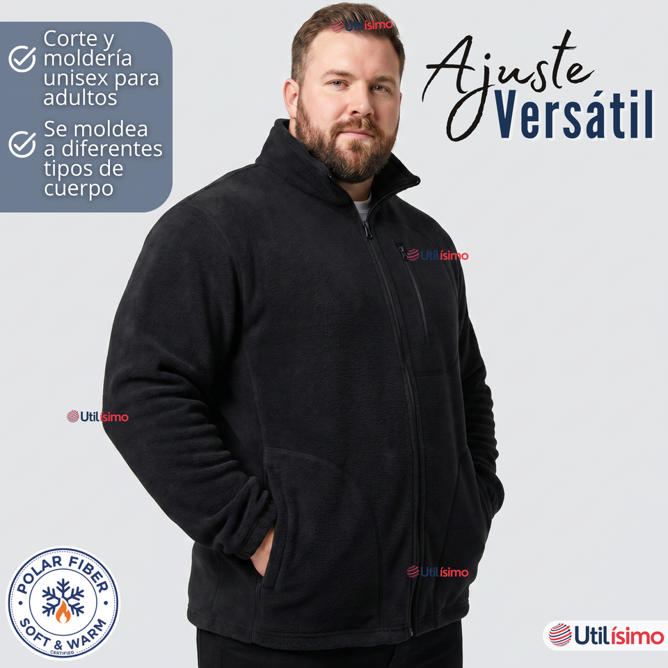 Polerón Térmico Micropolar Cuello Alto Hombre Negro Invierno