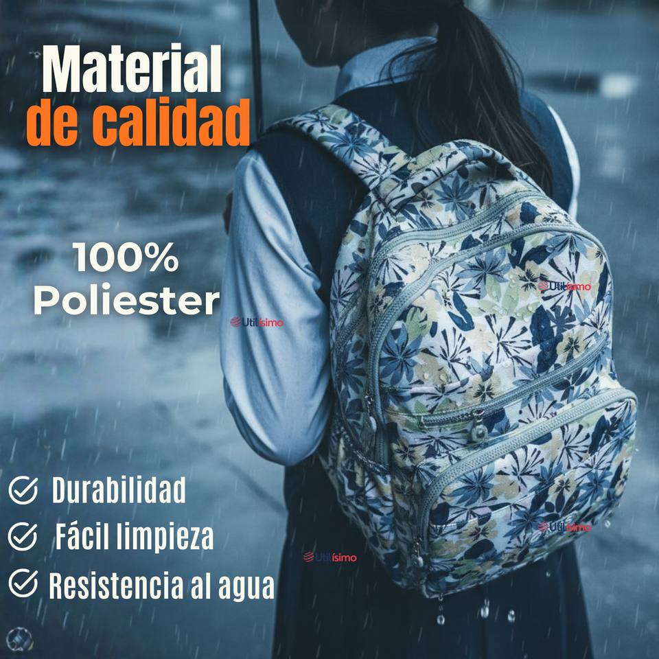 Mochila Escolar Con Estuche 46cm Poliéster Impermeable Niña Juvenil