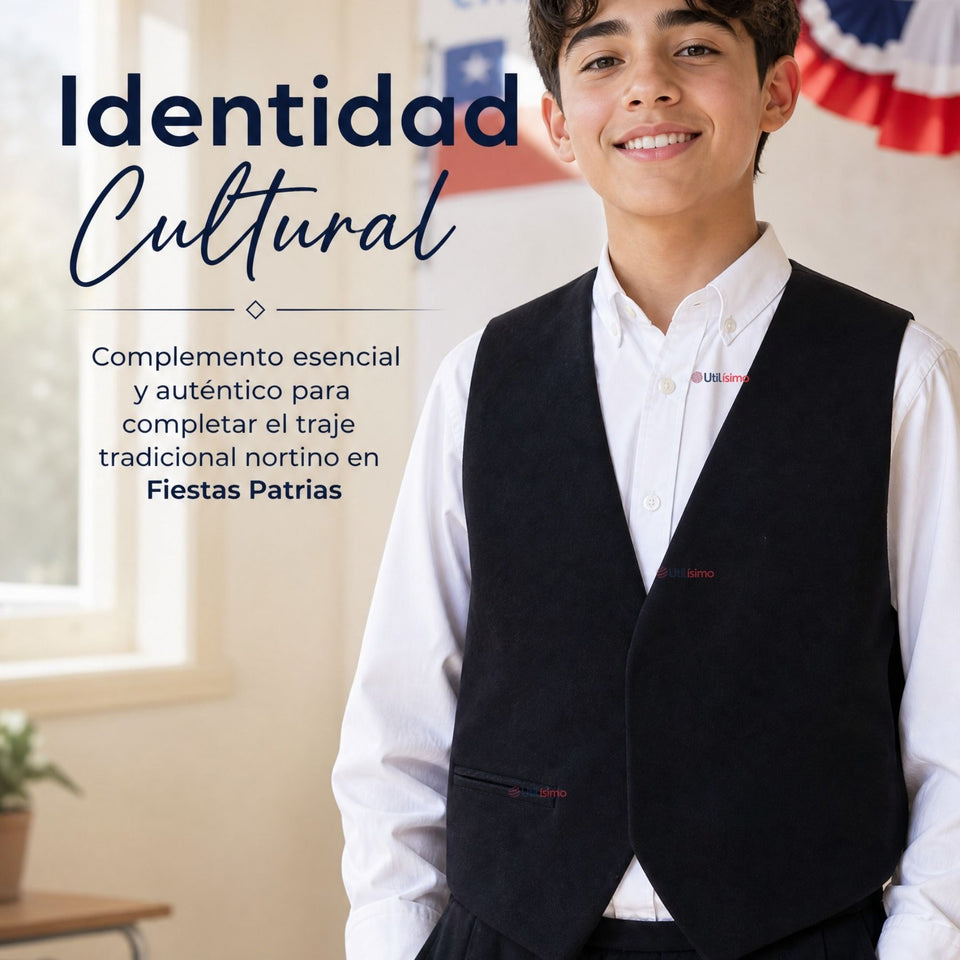 Chaleco Bolero Negro Tradicional Juvenil Fiestas Patrias
