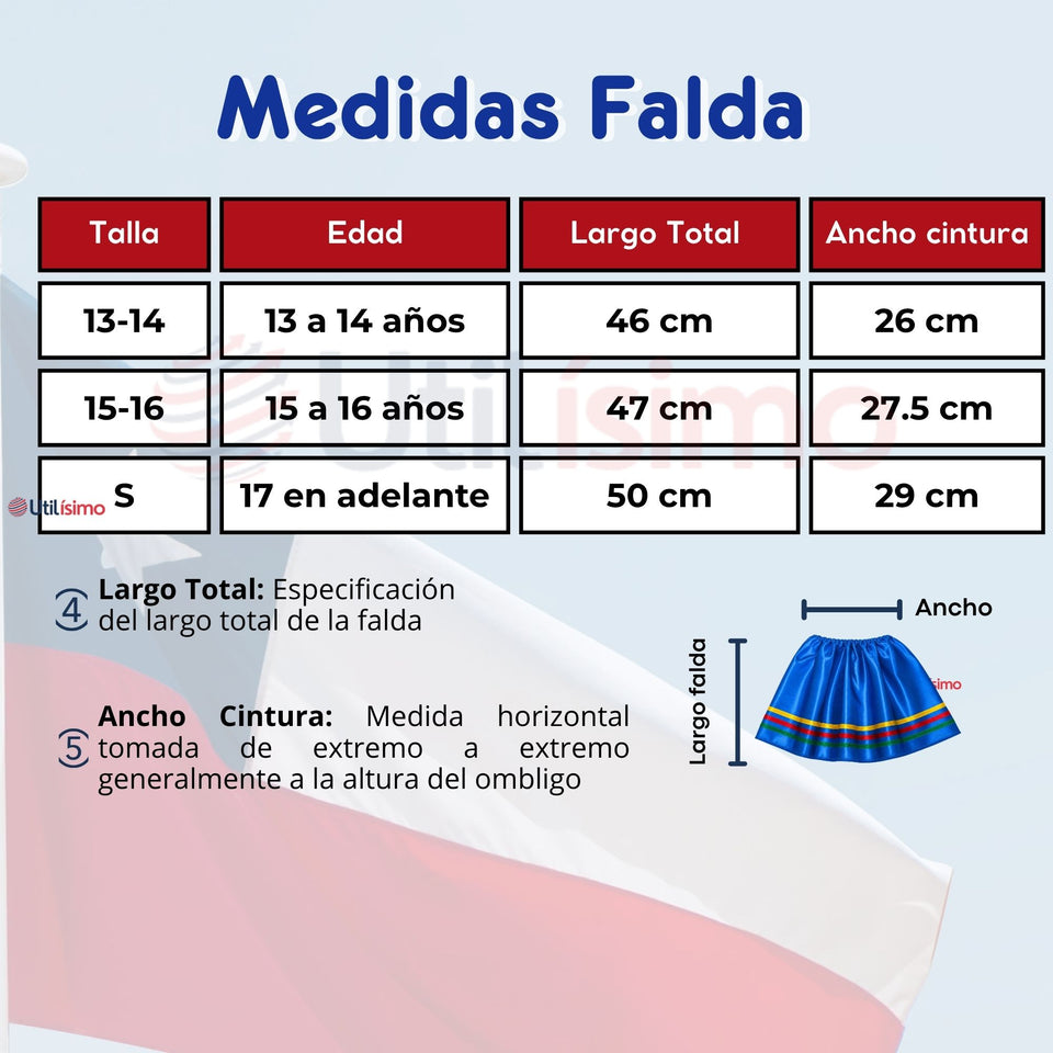 Pack 3 Trajes Nortinos Juveniles Con Poleras 4 Piezas Azul Baile Típico Fiestas Patrias