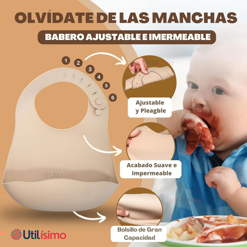 Set De Alimentación Bebé Silicona 6 Piezas Libre BPA Colores Surtidos