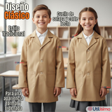 Cotona Delantal Escolar Beige Niño Niña Unisex Bata
