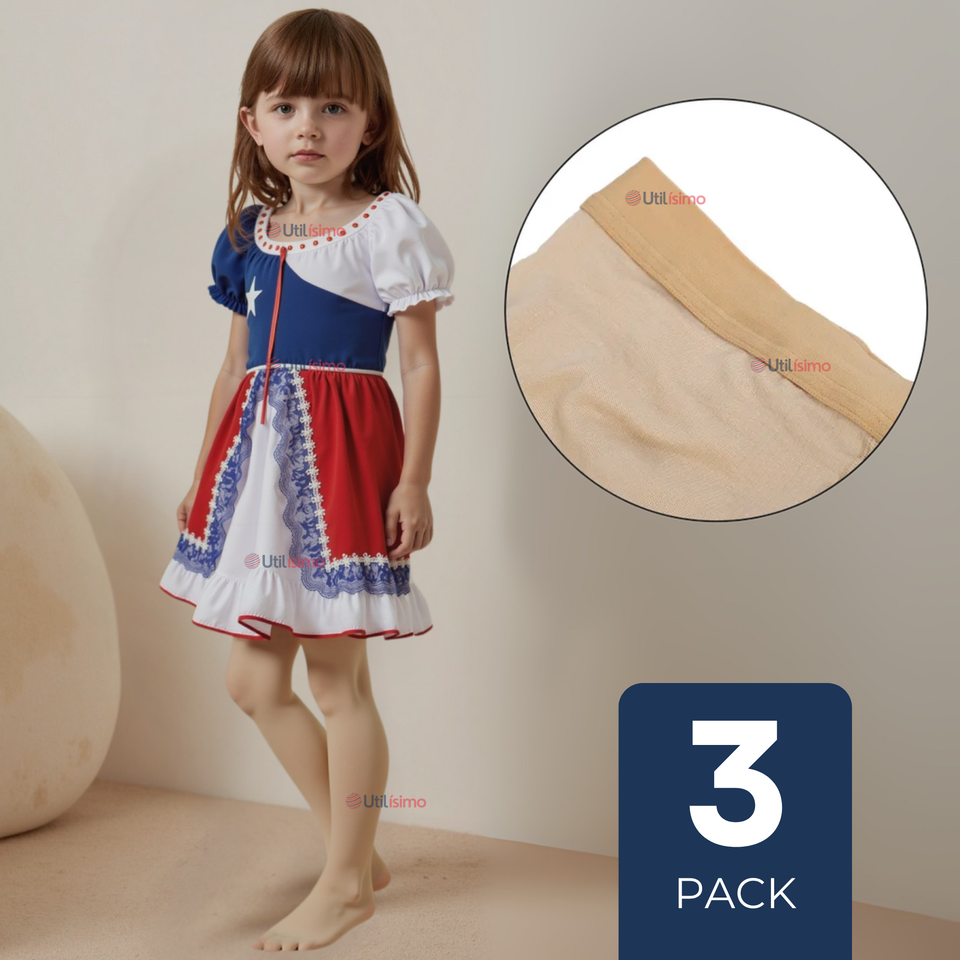 Pack 3 Pantys Primera Capa Ballerina Color Piel Para Niñas Fiestas Patrias