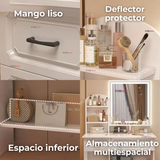 Tocador De Lujo Espejo Con Luz Integrada 4 Cajones MDF Blanco 137x80x48cm