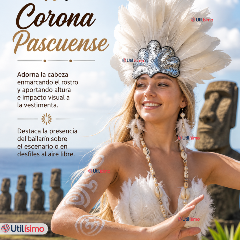 Set Accesorios Pascuenses 3 Piezas Collar Aretes Corona Fechas Patrias