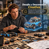 Puzzle 3D Jeep 4x4 Azul de Madera 132 Piezas Juguete Armable