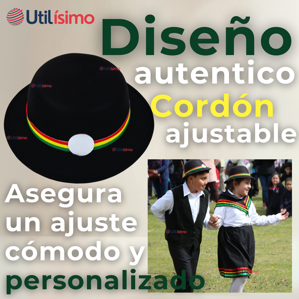 Sombrero Nortino Fiestas Patrias Gorro Niña Baile Danzas Negro