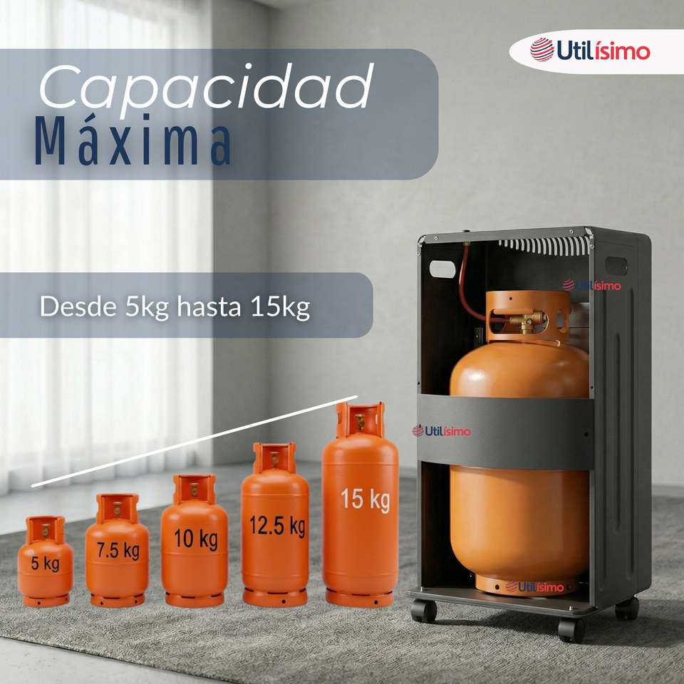 Estufa Hibrida Gas Eléctrica Plegable Con Accesorios 5kg A 15kg  GLP - Eficiencia Energética Clase A