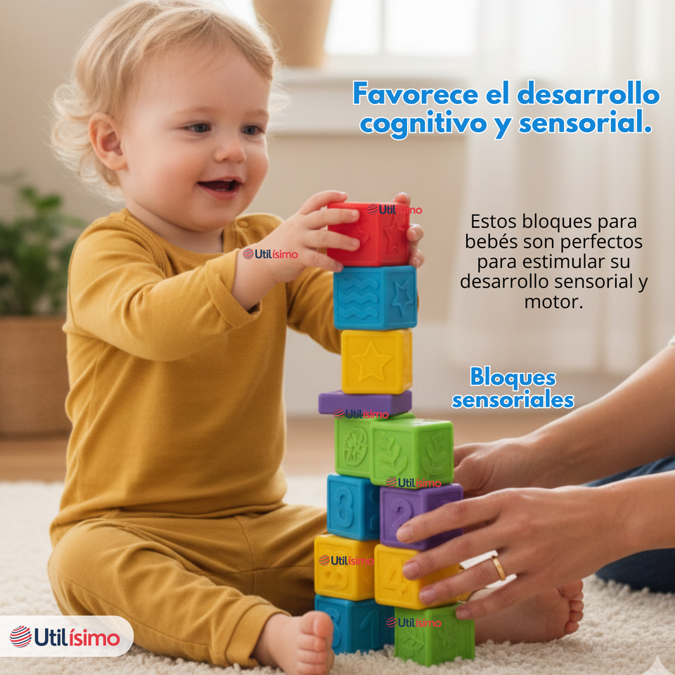Set 8 Bloques Sensoriales De Silicona Con Números Juguete Bebé