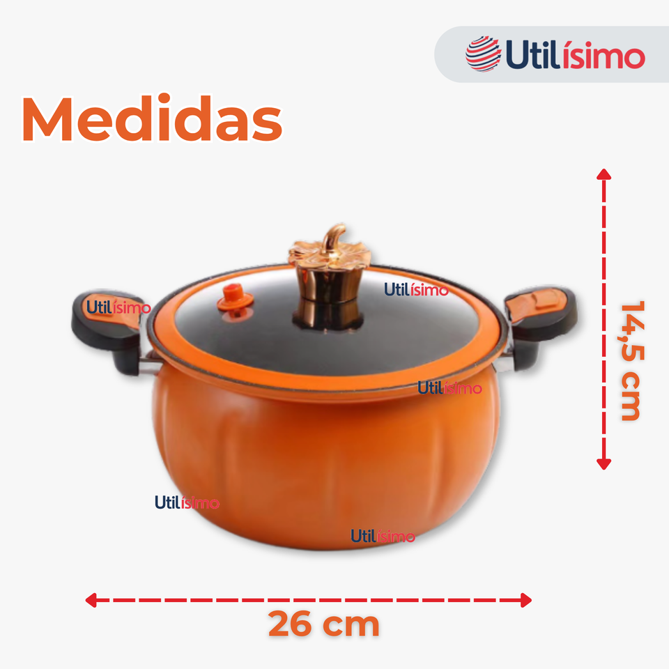 Olla De Micro Presión De Calabaza Antiadherente 7 Litro Color Naranja