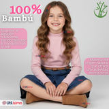 Pack 3 Poleras Camisetas Bambú Cuello Beatle Primera Capa Rosado Claro Manga Larga Niña
