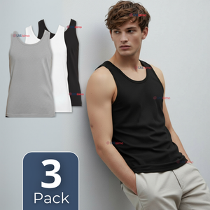 Pack 3 Camisetas Sin Manga Básicas Suaves 100% Algodón Colores Surtidos Hombre