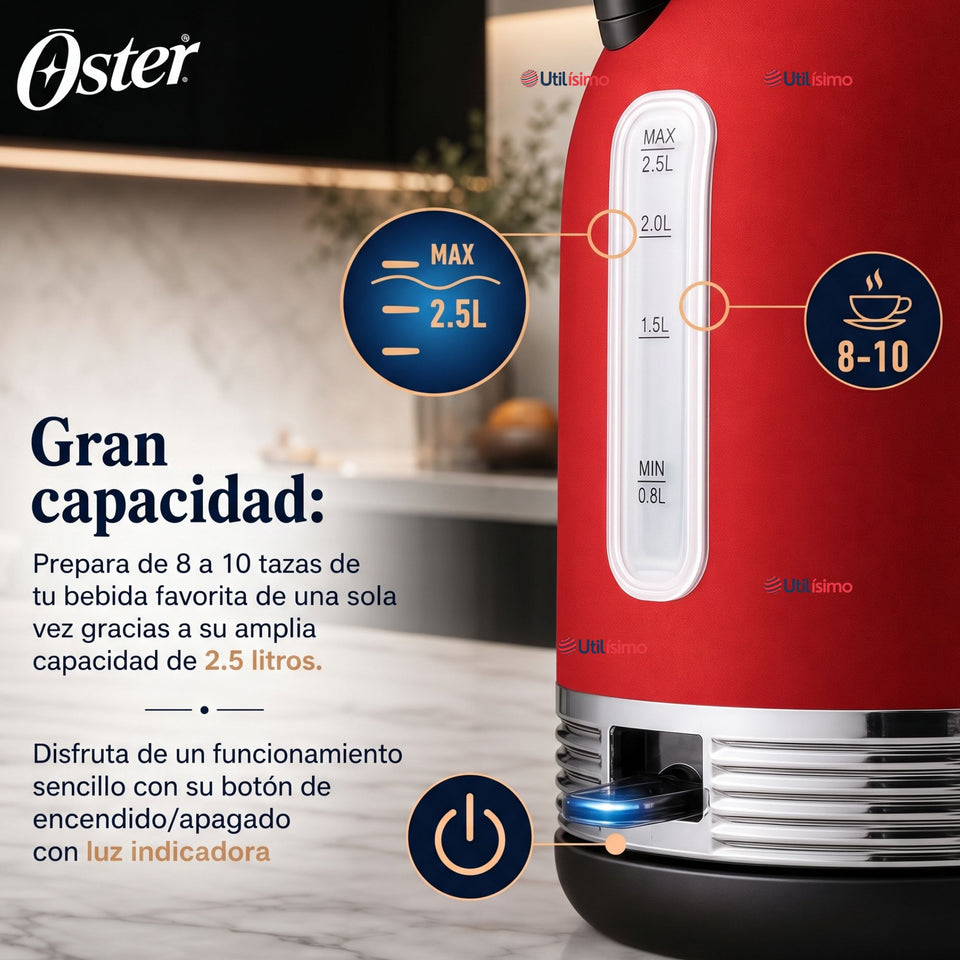 Hervidor eléctrico Oster® con capacidad de 2.5 L BVSTKT900R