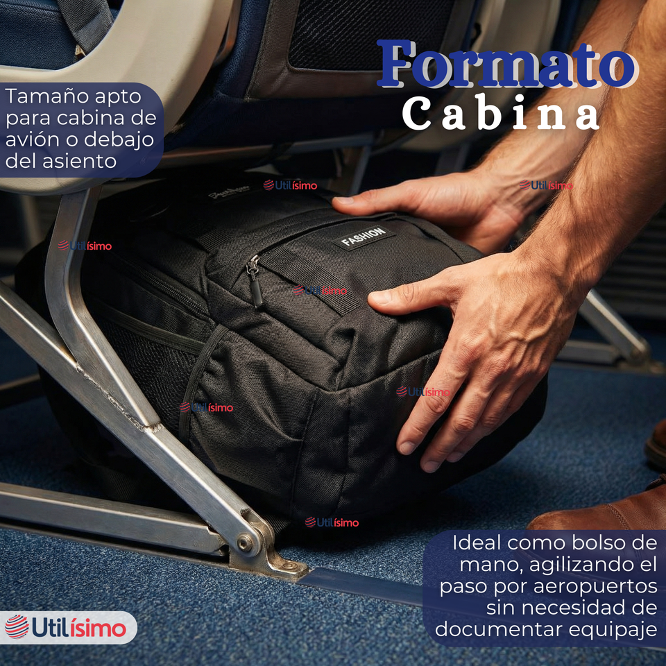 Mochila Ejecutiva Notebook Escolar Impermeable Resistente Viaje Cabina 44cm Negro 20L