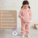 Buzo Polerón Conjunto Polar Niña Con Capucha Unicolor Rosado
