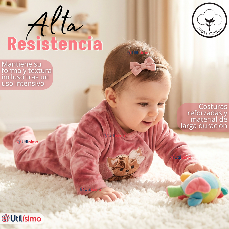 Enterito Tela Plush Rosado Bebé Niña