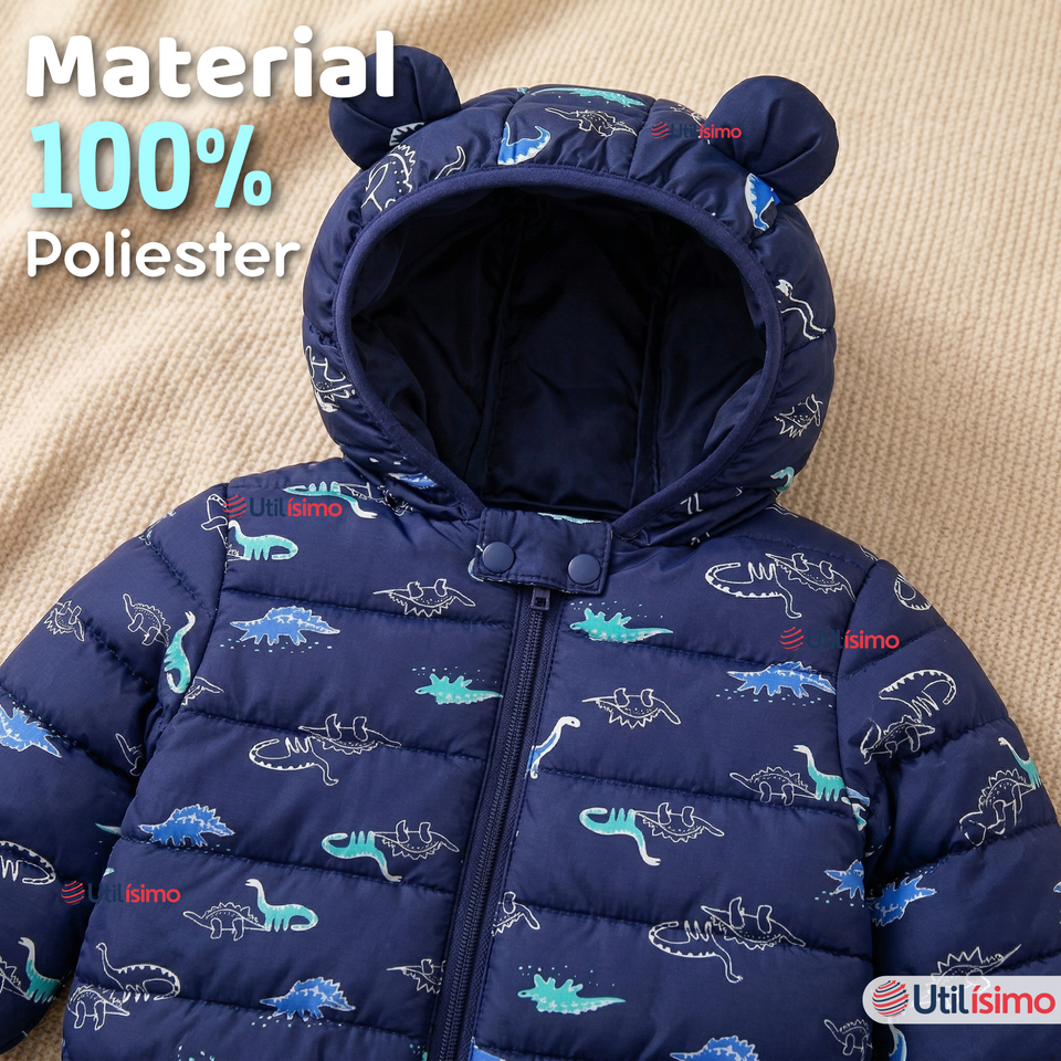 Parka Con Capucha Térmica Poliester Niño Dinosaurio