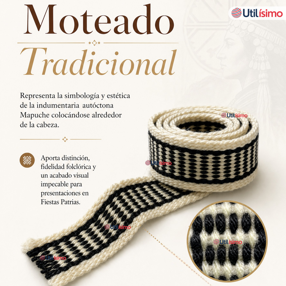 Pack 3 Trariloncos Cintillos Mapuches Negro 87cm Fechas Patrias