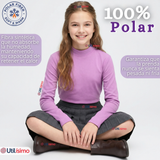Pack 3 Poleras Camisetas Polar Lila Primera Capa Cuello Beatle Manga Larga Niña