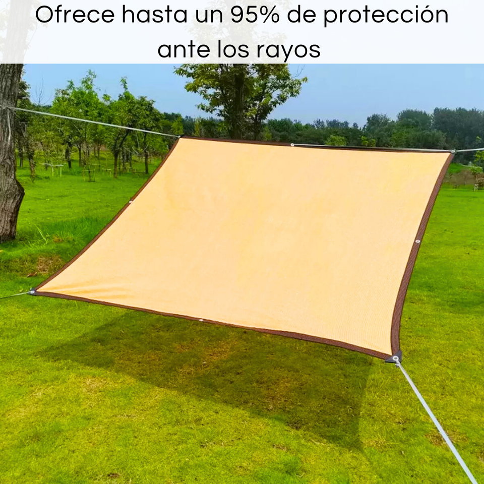 Malla Sombreadora Toldo Vela Rectangular 5x5m Hdpe Beige Protección UV
