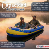 Bote Inflable Kayak + Remos + Bombín + Parches Capacidad 160kg 183x93cm