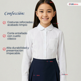 Camisa Blusa Escolar Blanca Manga Larga Colegio Para Niñas