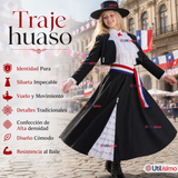 Traje Huasa Elegante Negro Juvenil Conjunto 7 Piezas Tipico Fiestas Patrias