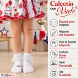 1 Par Calcetines Encaje Vuelos Niña Algodón Fiestas Patrias