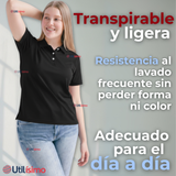 Polera Pique Premium 200g Manga Corta 100% Algodón Textura Suave Chemise Negro Mujer