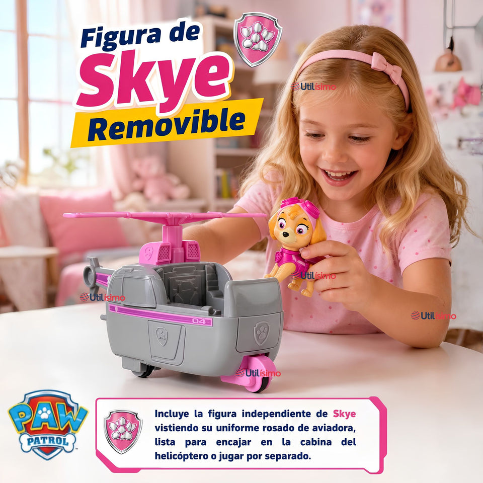 Helicóptero Skye Paw Patrol Con Figura Juguete Niña