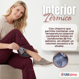 Calza Polar Con Chiporro Palazzo Mujer Elasticada Térmica Burdeo Jeans